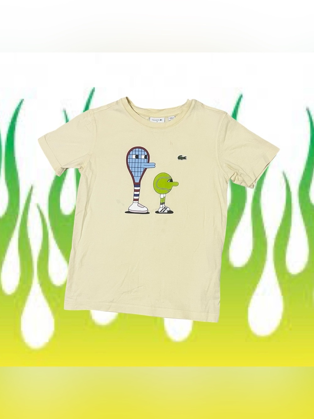 Lacoste X Jeremyville Tennis Tee
Play for marks
8 years 
Cream
Retail $90
